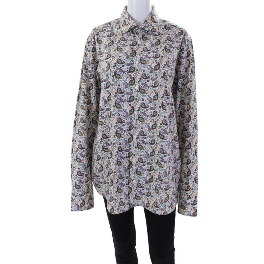Eton Women's Long Sleeves Button Down Paisley Shirt Multicolor Size 42